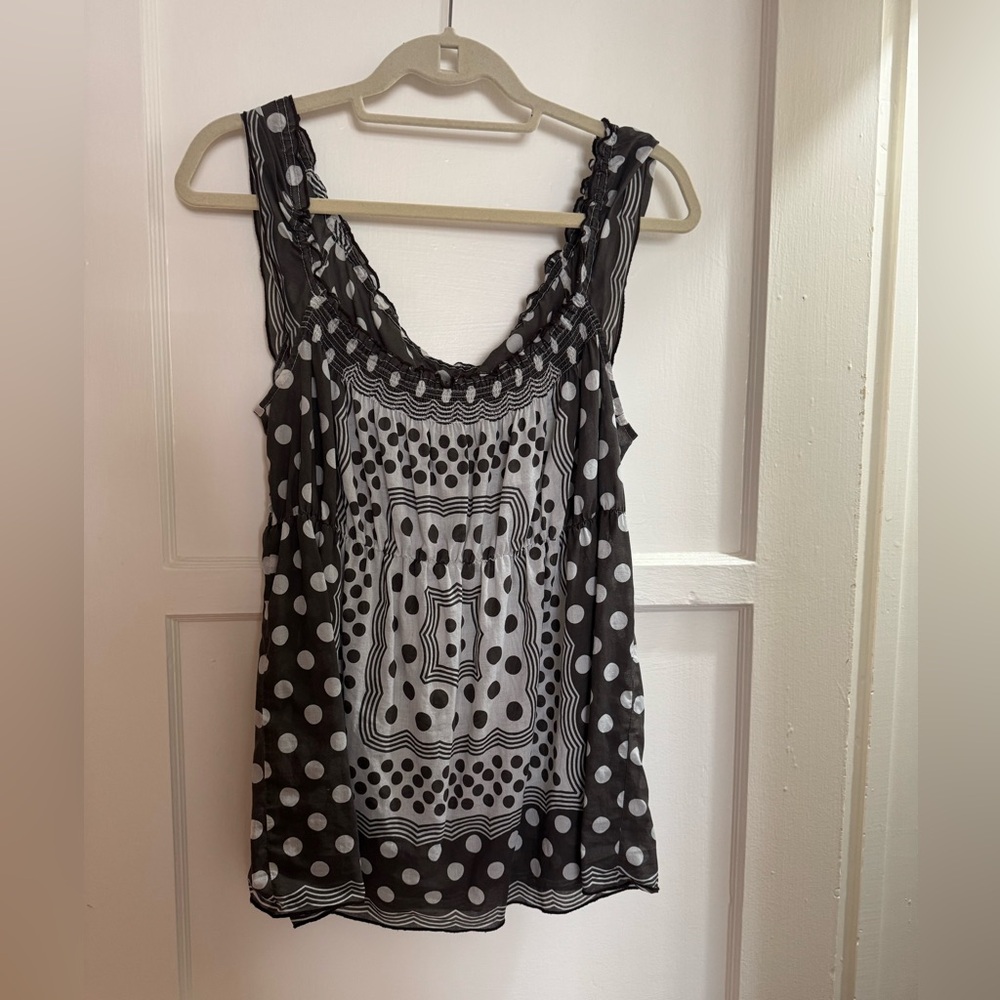 Lucky Brand Black & White Polka Dot Sleeveless Camisole